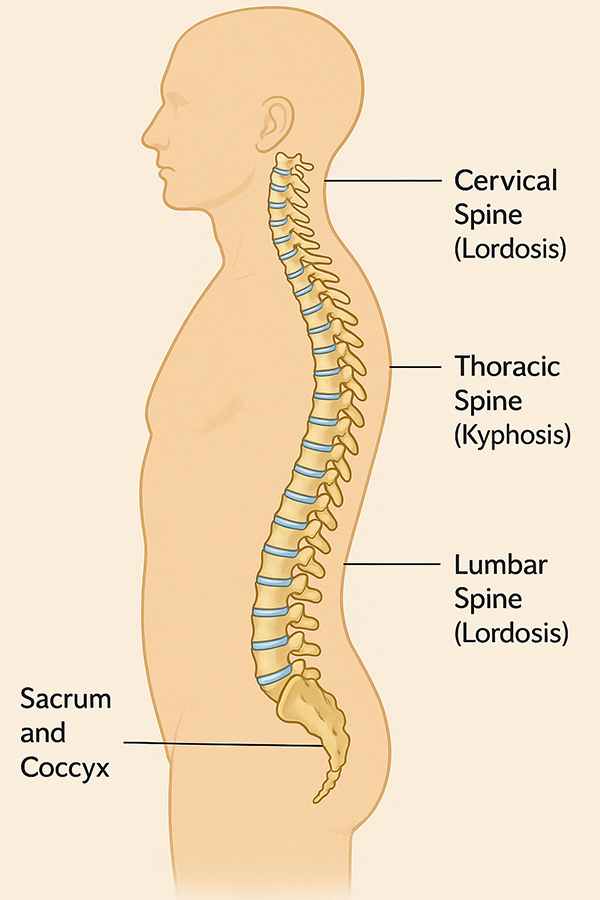Spine Diagram showing vertebrae regions